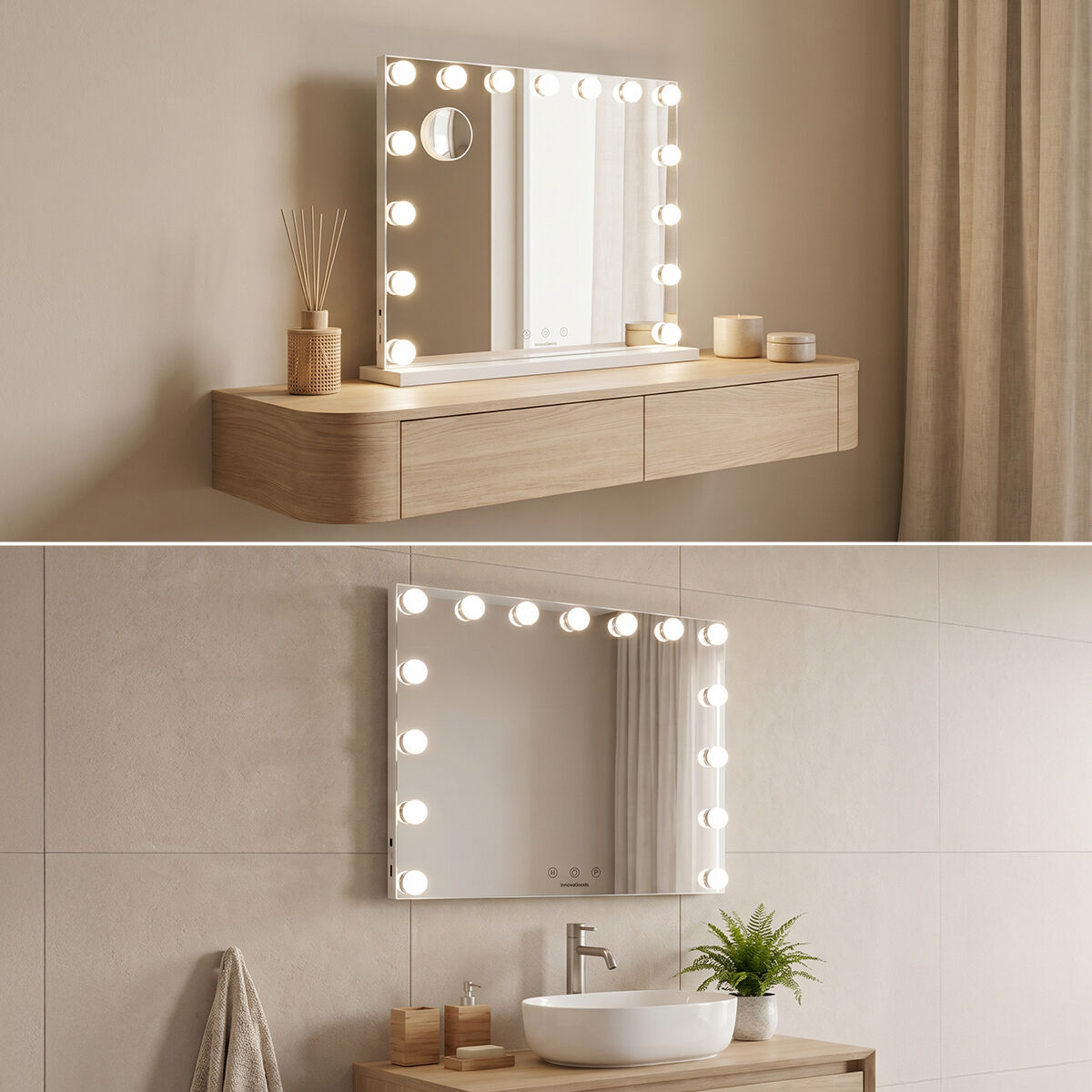 Miroir Hollywood Glimma 15 LED – vue 3