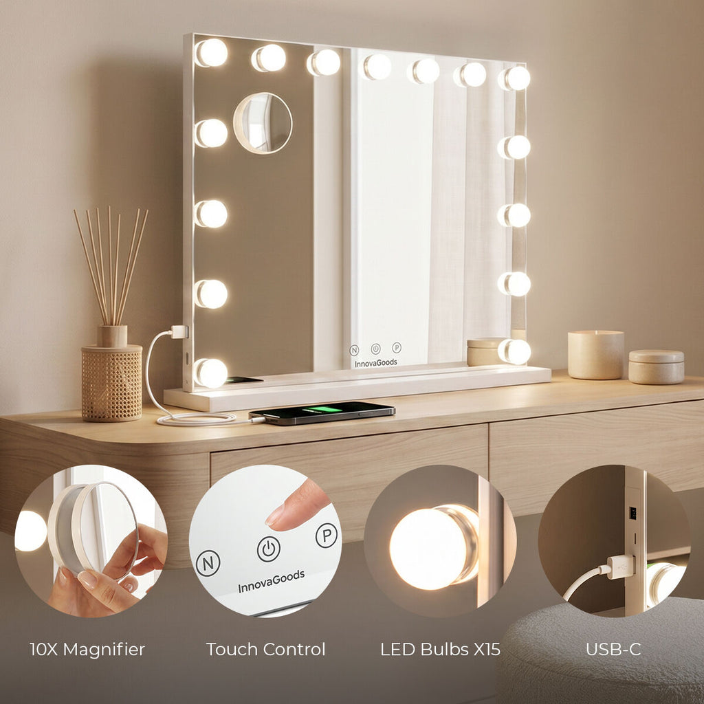 Miroir Hollywood Glimma 15 LED – vue 5