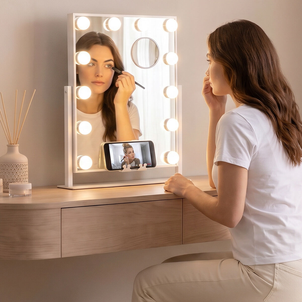 Miroir Hollywood inclinable Glarisse 12 LED – vue 2