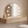 Miroir Hollywood rond Gloette à 9 ampoules LED allumées
